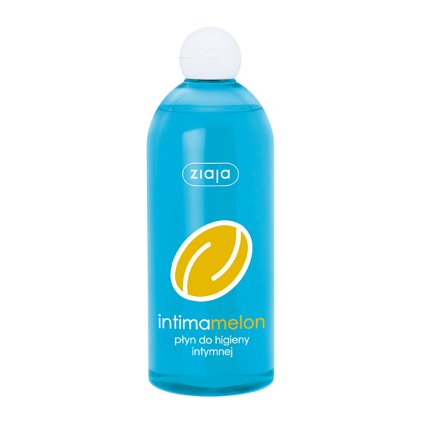 Turquoise bottle of Ziaja Intima Melon Intimate Hygiene Wash, designed for gentle and refreshing daily feminine care.