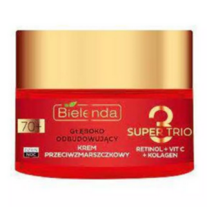 BIELENDA Super Trio 70+ Regenerating Anti-Wrinkle Cream, 50ml jar, formulated for advanced age skincare with regenerative and anti-aging properties