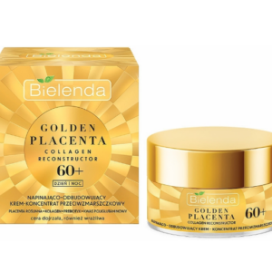 Bielenda Golden Placenta 60+ Cream, designed for lifting and firming, targeting anti-wrinkle care for mature skin.