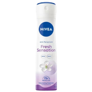 A 150ml bottle of NIVEA Fresh Sensation Anti-Perspirant, offering 72-hour protection with antibacterial properties and a fresh fragrance.